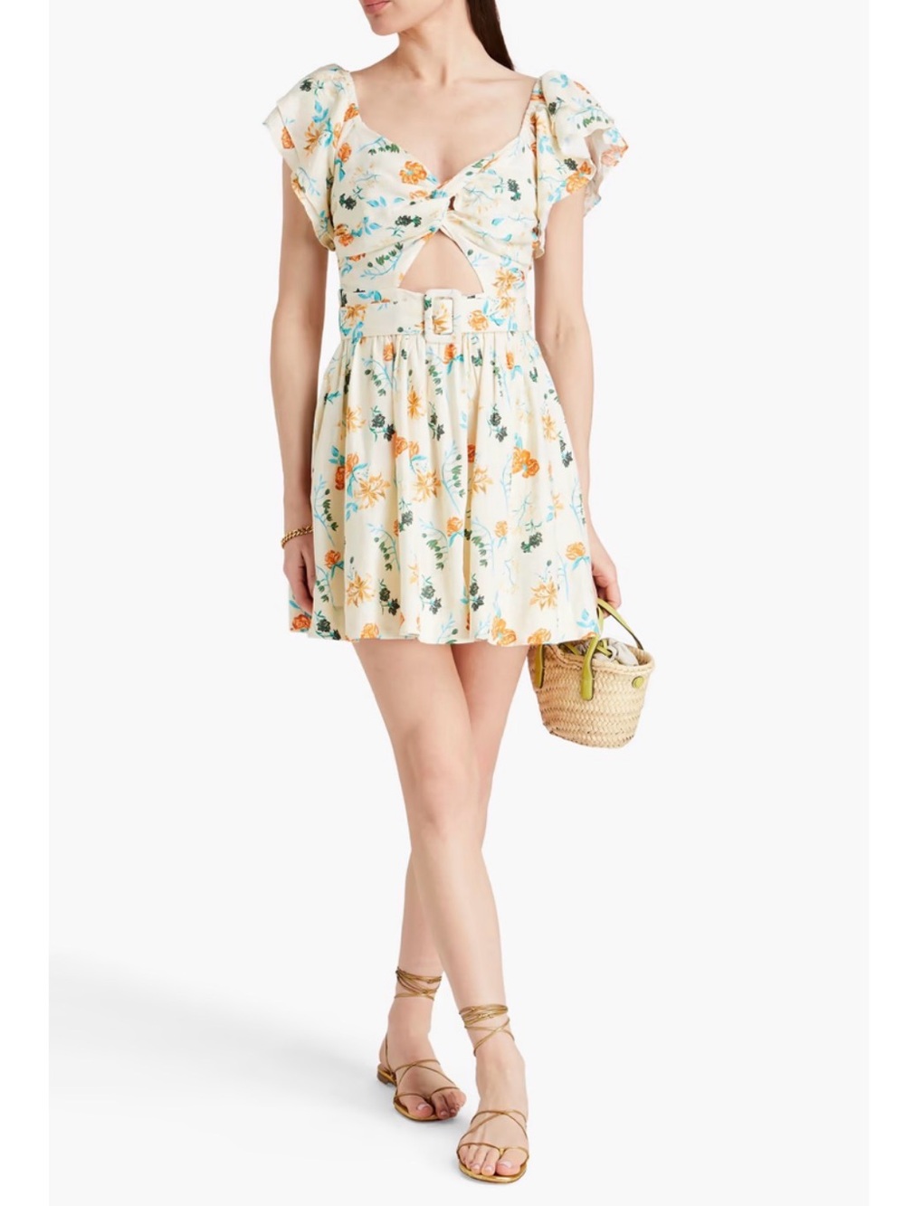 NWT SOLID & STRIPED The Renata cutout floral-print linen-blend mini dress